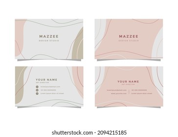Set of business card template of the design art studio with abstract graphics. Printable template.