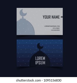 Set of business card template with Islamic design . Mosque illustration vector with dummy text