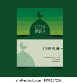 Set of business card template with Islamic design . Mosque illustration vector with dummy text
