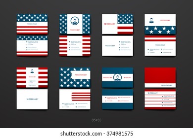 Set of Business Card Template in Presidents Day style. Beautiful Design and Layout