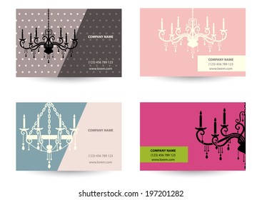 set of Business card template with retro chandelier