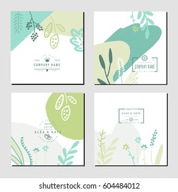 Set of business card template and wedding flyers.