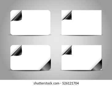 Set of business card templates with curled colorful corner. Vector illustration