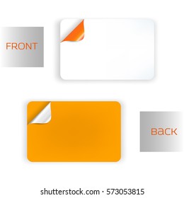 Set of business card templates with curled colorful corner. Vector illustration