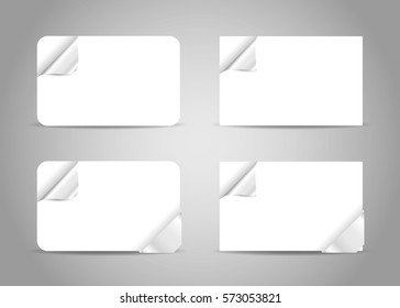 Set of business card templates with curled colorful corner. Vector illustration