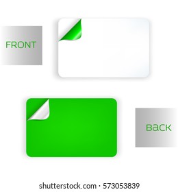 Set of business card templates with curled colorful corner. Vector illustration