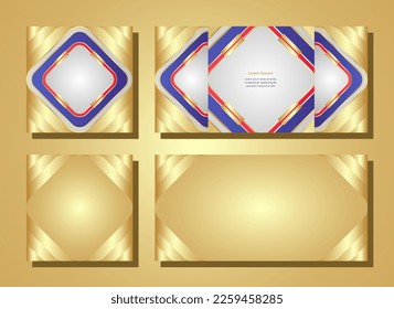 set of business card templates. Luxury background with golden and red. social media post and web internet ads. eps10