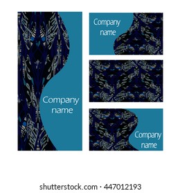 Set of business card templates with ornament. 