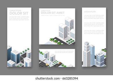 Set business card templates. For real estate agencies, construction companies and creative background, tourist and urban agency