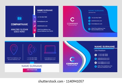 Set of business card templates. Vector illustration. Stationery design