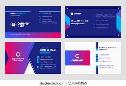 Set of business card templates. Vector illustration. Stationery design