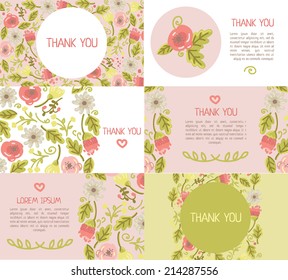 set of business card/ thank you card/ wed invitation templates, vector illustration