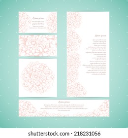 Set business card. Vector background. Card or invitation.