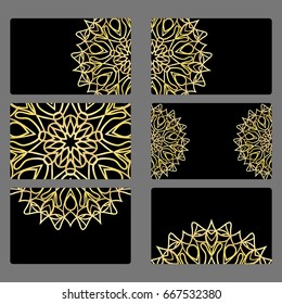 Set business card. Vector mandala decor. arabic, indian, ottoman motifs. for invitation, flyer, card