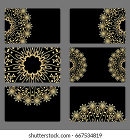 Set business card. Vector mandala decor. arabic, indian, ottoman motifs. for invitation, flyer, card