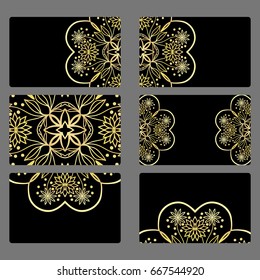 Set business card. Vector mandala decor. arabic, indian, ottoman motifs. for invitation, flyer, card