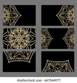 Set business card. Vector mandala decor. arabic, indian, ottoman motifs. for invitation, flyer, card