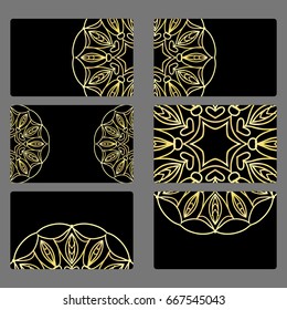 Set business card. Vector mandala decor. arabic, indian, ottoman motifs. for invitation, flyer, card
