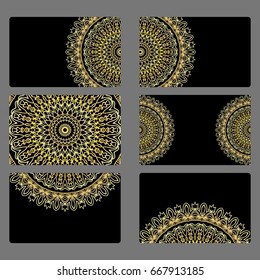 Set business card. Vector mandala decor. arabic, indian, ottoman motifs. for invitation, flyer, card