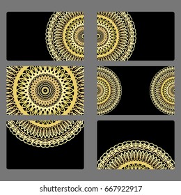 Set business card. Vector mandala decor. arabic, indian, ottoman motifs. for invitation, flyer, card