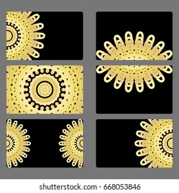 Set business card. Vector mandala decor. arabic, indian, ottoman motifs. for invitation, flyer, card