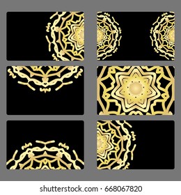 Set business card. Vector mandala decor. arabic, indian, ottoman motifs. for invitation, flyer, card