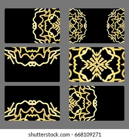 Set business card. Vector mandala decor. arabic, indian, ottoman motifs. for invitation, flyer, card