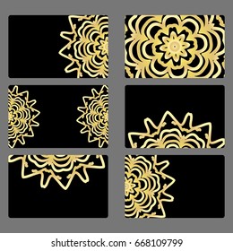 Set business card. Vector mandala decor. arabic, indian, ottoman motifs. for invitation, flyer, card