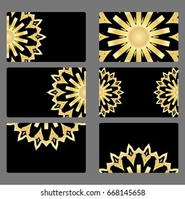 Set business card. Vector mandala decor. arabic, indian, ottoman motifs. for invitation, flyer, card