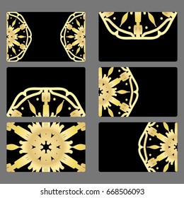 Set business card. Vector mandala decor. arabic, indian, ottoman motifs. for invitation, flyer, card