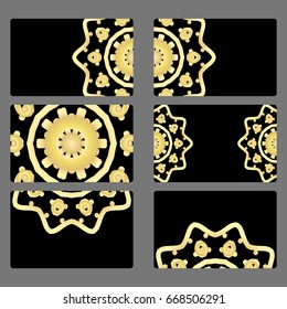 Set business card. Vector mandala decor. arabic, indian, ottoman motifs. for invitation, flyer, card