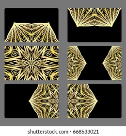 Set business card. Vector mandala decor. arabic, indian, ottoman motifs. for invitation, flyer, card