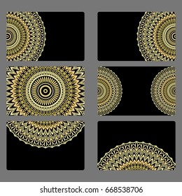 Set business card. Vector mandala decor. arabic, indian, ottoman motifs. for invitation, flyer, card