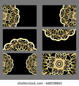 Set business card. Vector mandala decor. arabic, indian, ottoman motifs. for invitation, flyer, card