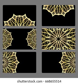 Set business card. Vector mandala decor. arabic, indian, ottoman motifs. for invitation, flyer, card