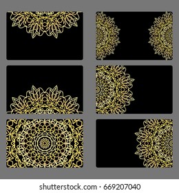 Set business card. Vector mandala decor. arabic, indian, ottoman motifs. for invitation, flyer, card