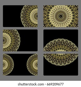 Set business card. Vector mandala decor. arabic, indian, ottoman motifs. for invitation, flyer, card