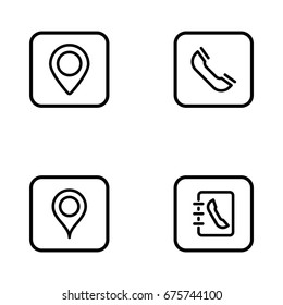 Set of business card vector thin line icons.