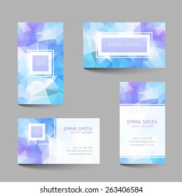 Set of business cards with abstract geometrical triangles