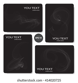 set business cards abstract smoke on black background