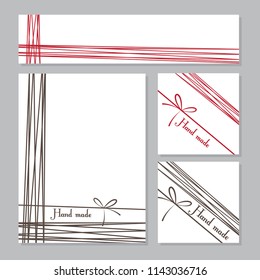 Set of business cards. Background picture, pattern of doodles. Place for your text. Creative concept by hand maid. Design of events of handmasters, exhibitions, fairs.
