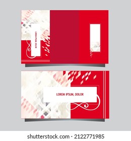set of business cards and backgrounds with red geometric elements, stripes