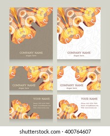 Set of business cards and banners. Vintage ornament with swirls  in Arabic style. Template for flyer, invitations, cards, certificate, gift. Free place for your text