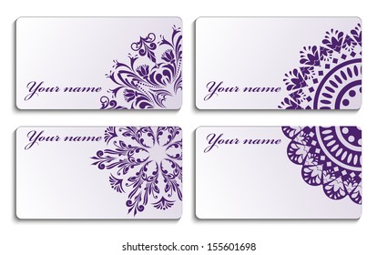 set  business cards with a beautiful ornament