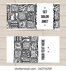 Set of business cards with block patterns