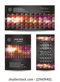 Set of business cards, brochure with geometric unfocused background 