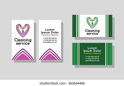 Set of business cards for cleaning service