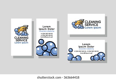 Set Of Business Cards For Cleaning Service