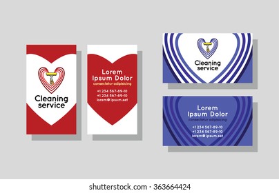Set of business cards for cleaning service