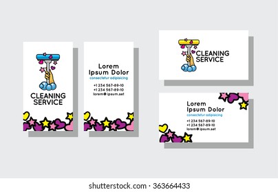 Set of business cards for cleaning service